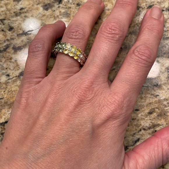 Multicolored created sapphire eternity band, size 5 new in box - Picture 6 of 7